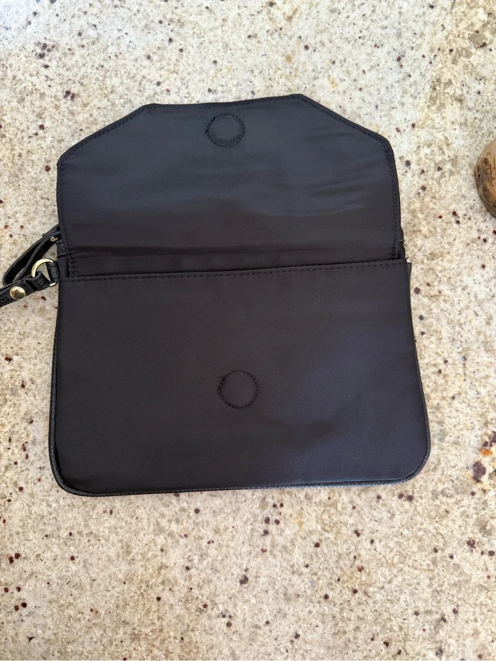 Laundry By Shelli Segal Black Nylon Wristlet with Gold Plate